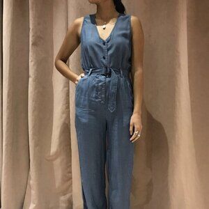 Obey  Bond Street Romper Indigo Striped Jumpsuit Size 27